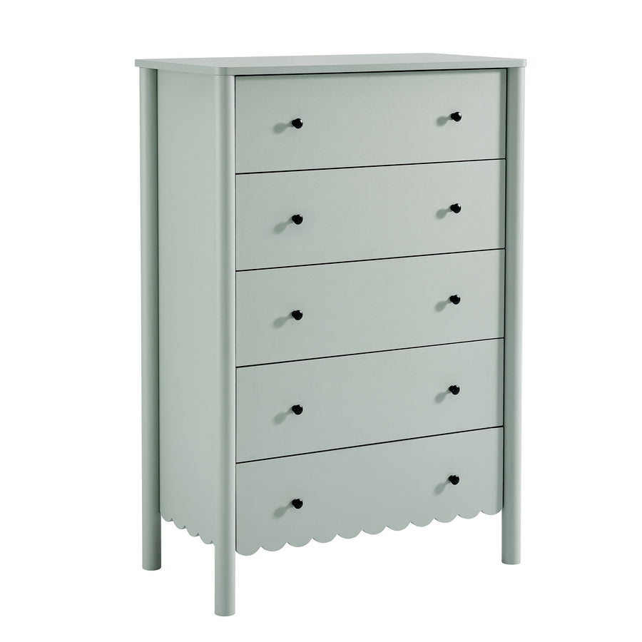 Solstice Scalloped 5-Drawer Chest in Sage