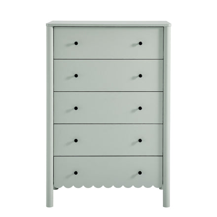 Emmeline Scalloped 5-Drawer Chest in Sage