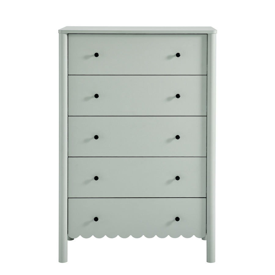 Solstice Scalloped 5-Drawer Chest in Sage
