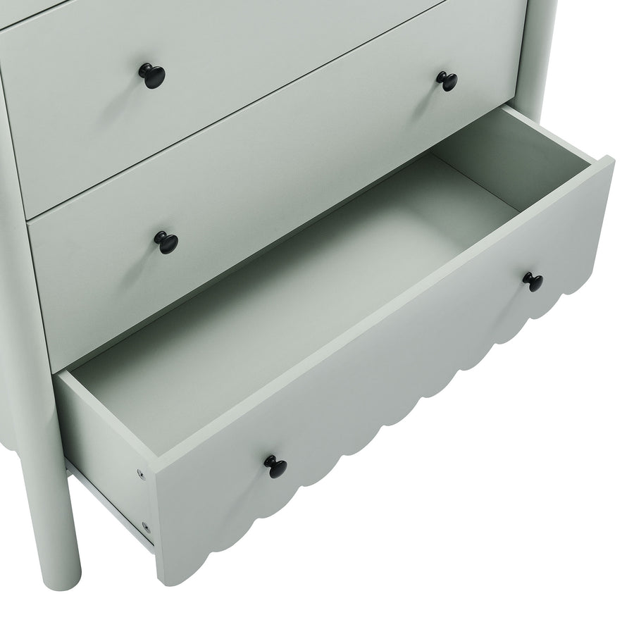 Solstice Scalloped 5-Drawer Chest in Sage