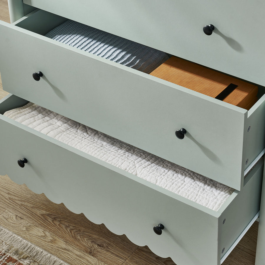 Solstice Scalloped 5-Drawer Chest in Sage