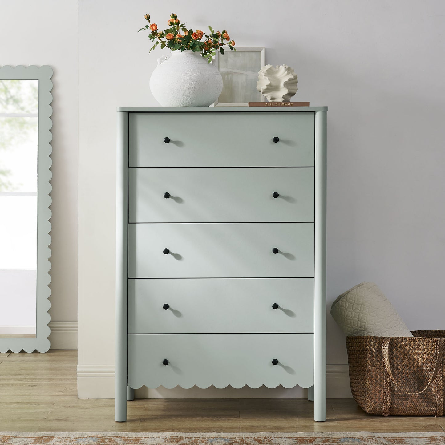 Emmeline Scalloped 5-Drawer Chest by Furniture For America