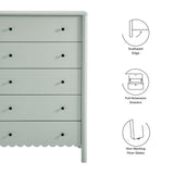 Solstice Scalloped 5-Drawer Chest in Sage