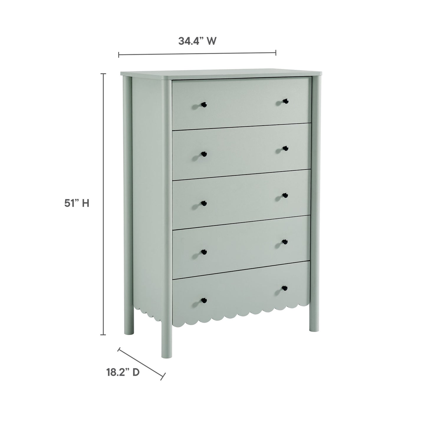Emmeline Scalloped 5-Drawer Chest by Furniture For America