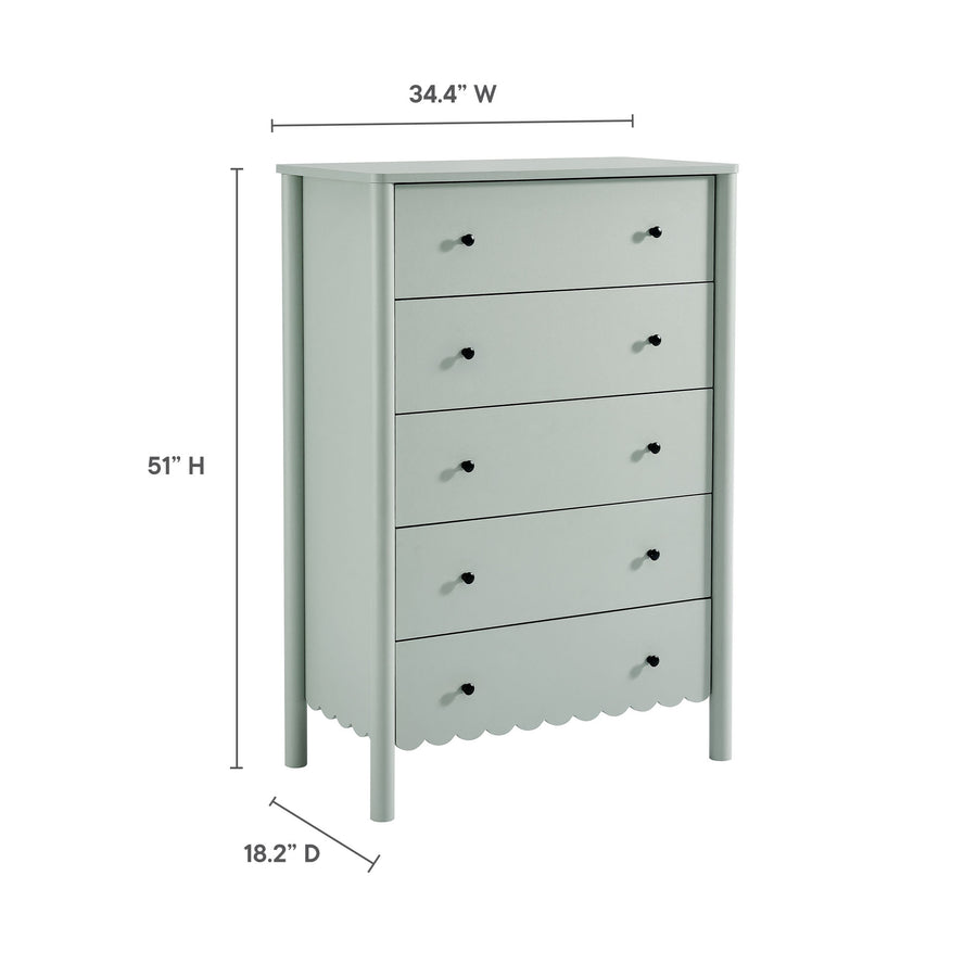 Solstice Scalloped 5-Drawer Chest in Sage