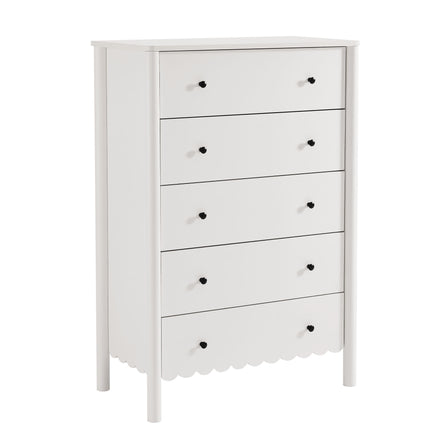 Emmeline Scalloped 5-Drawer Chest in White