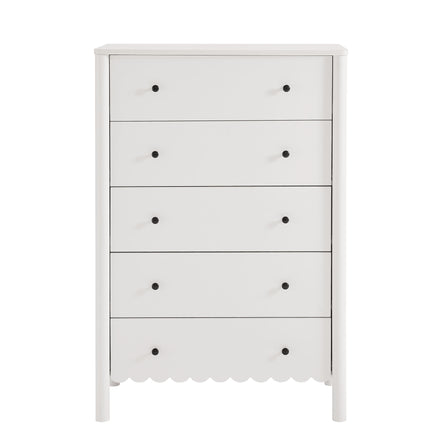 Emmeline Scalloped 5-Drawer Chest in White