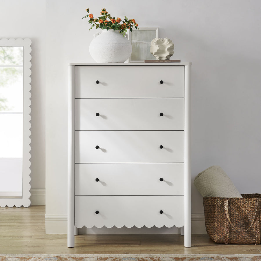 Solstice Scalloped 5-Drawer Chest in White