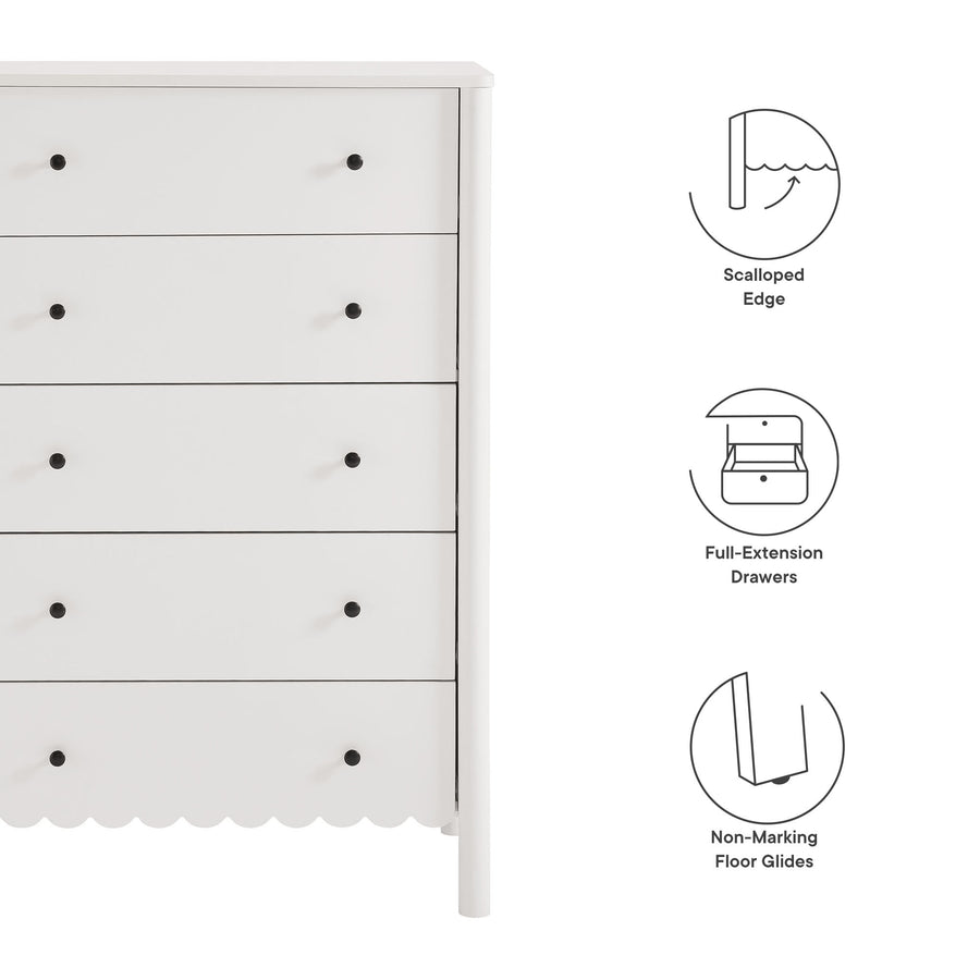 Solstice Scalloped 5-Drawer Chest in White