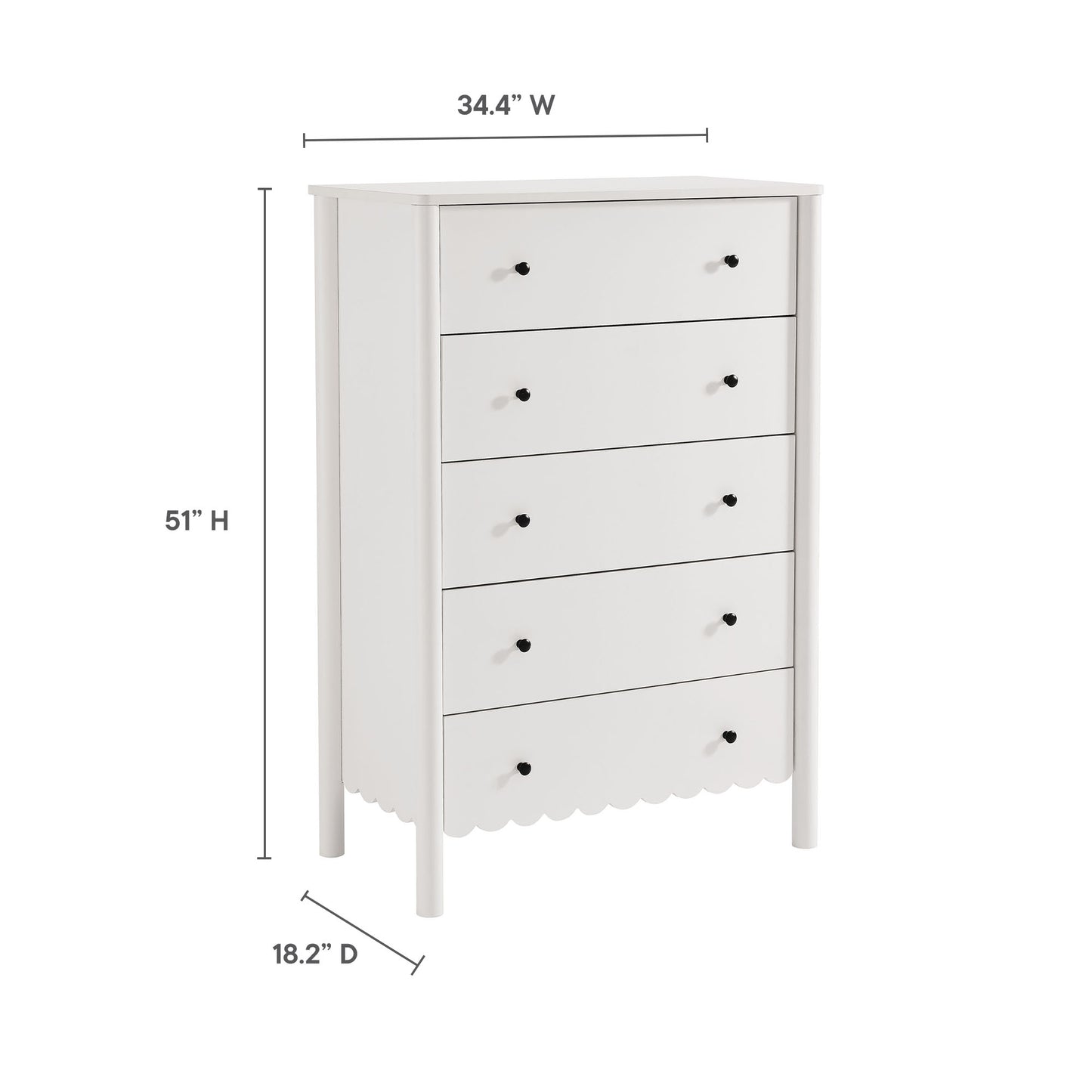 Emmeline Scalloped 5-Drawer Chest by Furniture For America