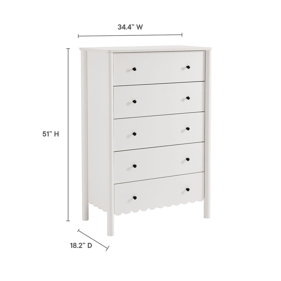Solstice Scalloped 5-Drawer Chest in White