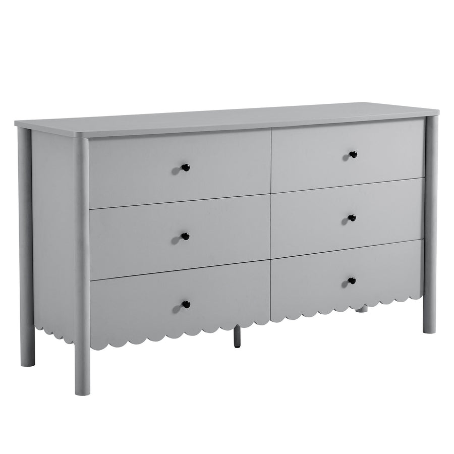 Solstice Scalloped 6-Drawer Dresser in Light Gray