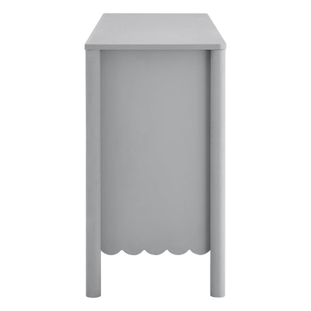 Emmeline Scalloped 6-Drawer Dresser in Light Gray