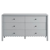 Solstice Scalloped 6-Drawer Dresser in Light Gray