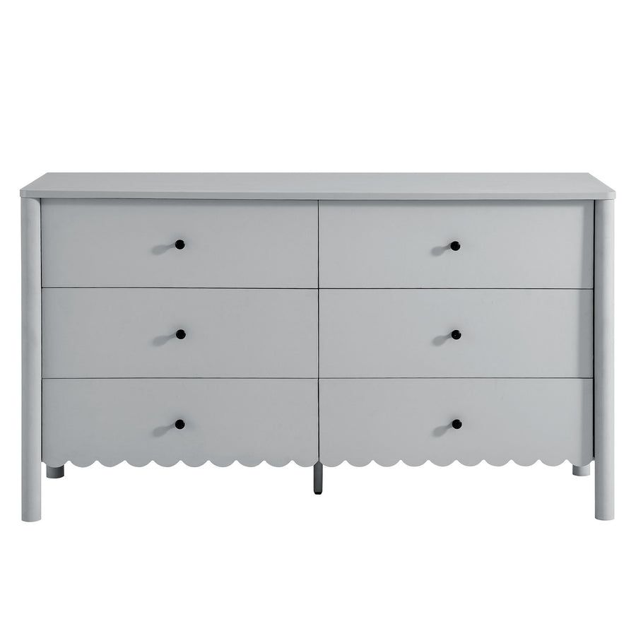 Solstice Scalloped 6-Drawer Dresser in Light Gray
