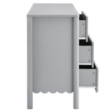 Solstice Scalloped 6-Drawer Dresser in Light Gray