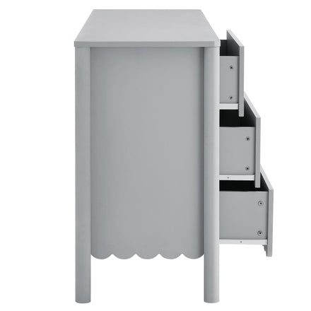 Emmeline Scalloped 6-Drawer Dresser in Light Gray