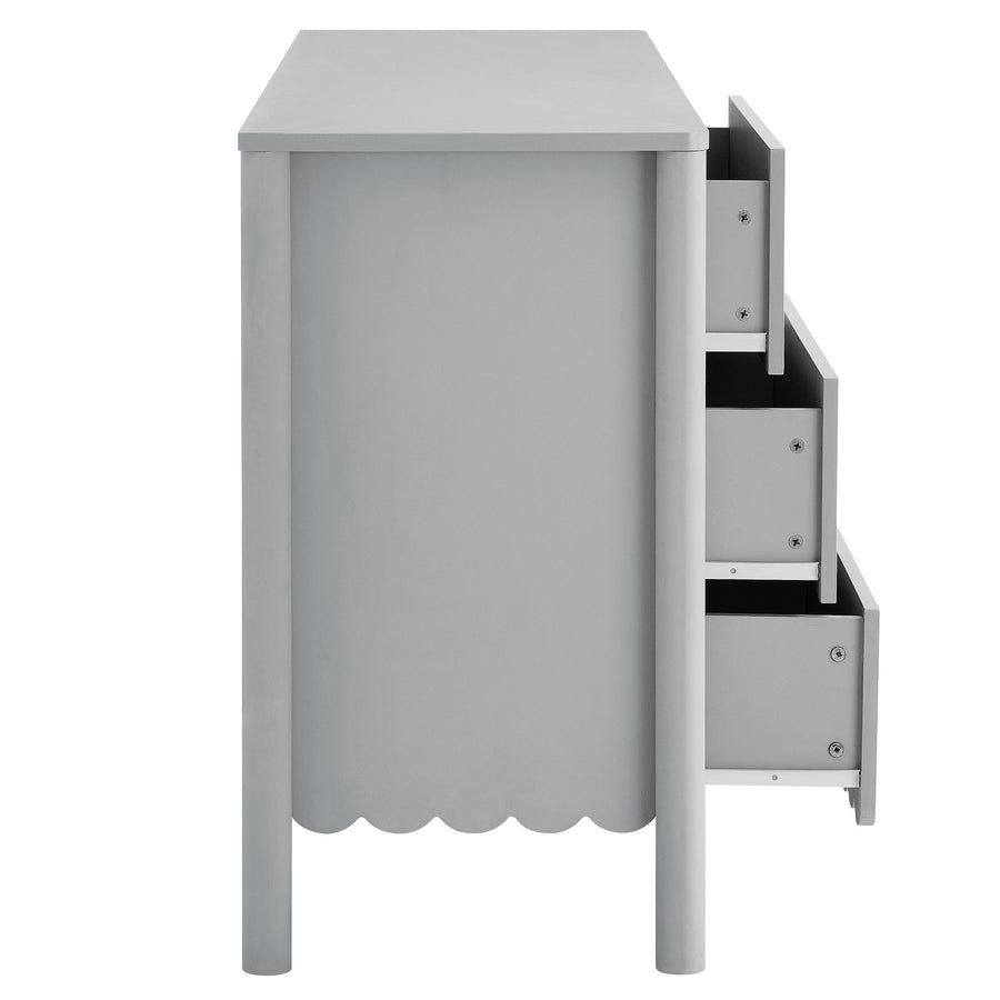 Solstice Scalloped 6-Drawer Dresser in Light Gray