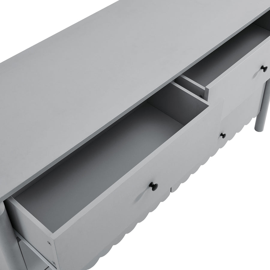 Solstice Scalloped 6-Drawer Dresser in Light Gray