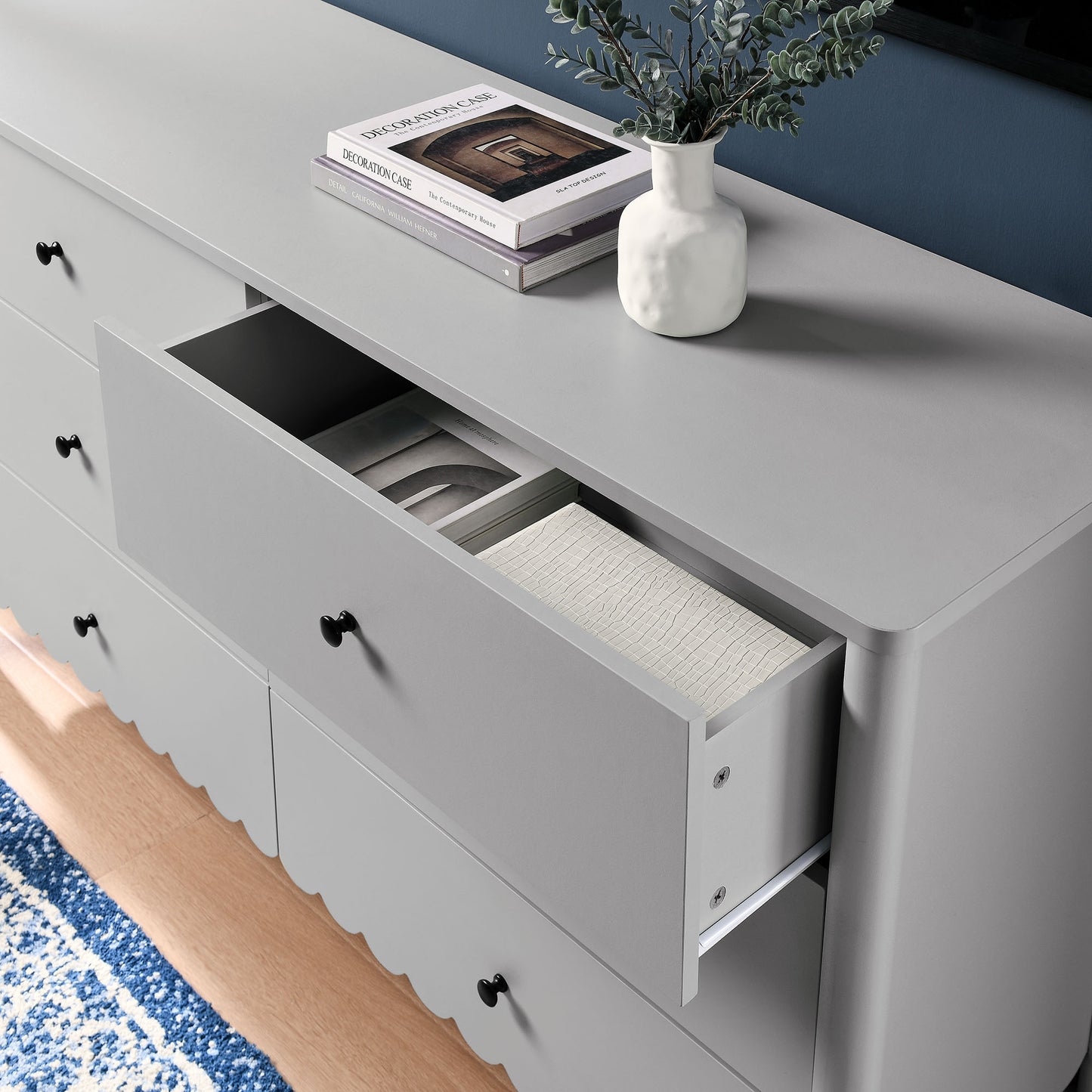 Emmeline Scalloped 6-Drawer Dresser by Furniture For America