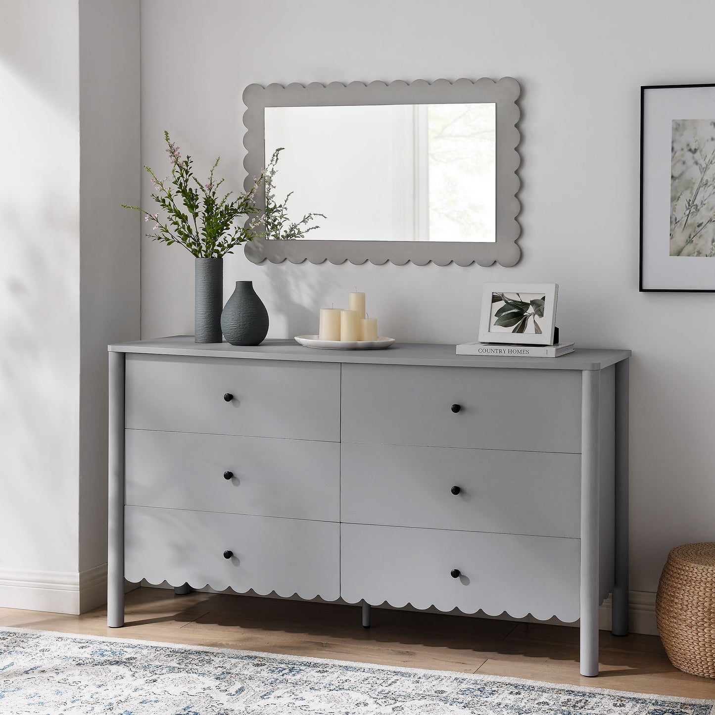 Emmeline Scalloped 6-Drawer Dresser by Furniture For America