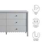 Solstice Scalloped 6-Drawer Dresser in Light Gray