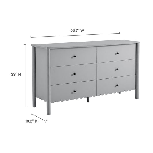 Emmeline Scalloped 6-Drawer Dresser by Furniture For America