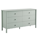 Solstice Scalloped 6-Drawer Dresser in Sage