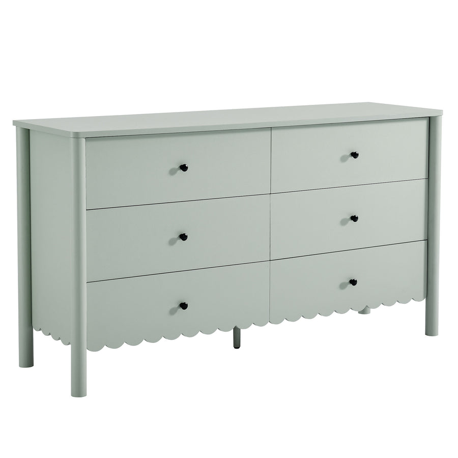 Solstice Scalloped 6-Drawer Dresser in Sage
