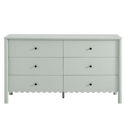 Emmeline Scalloped 6-Drawer Dresser in Sage