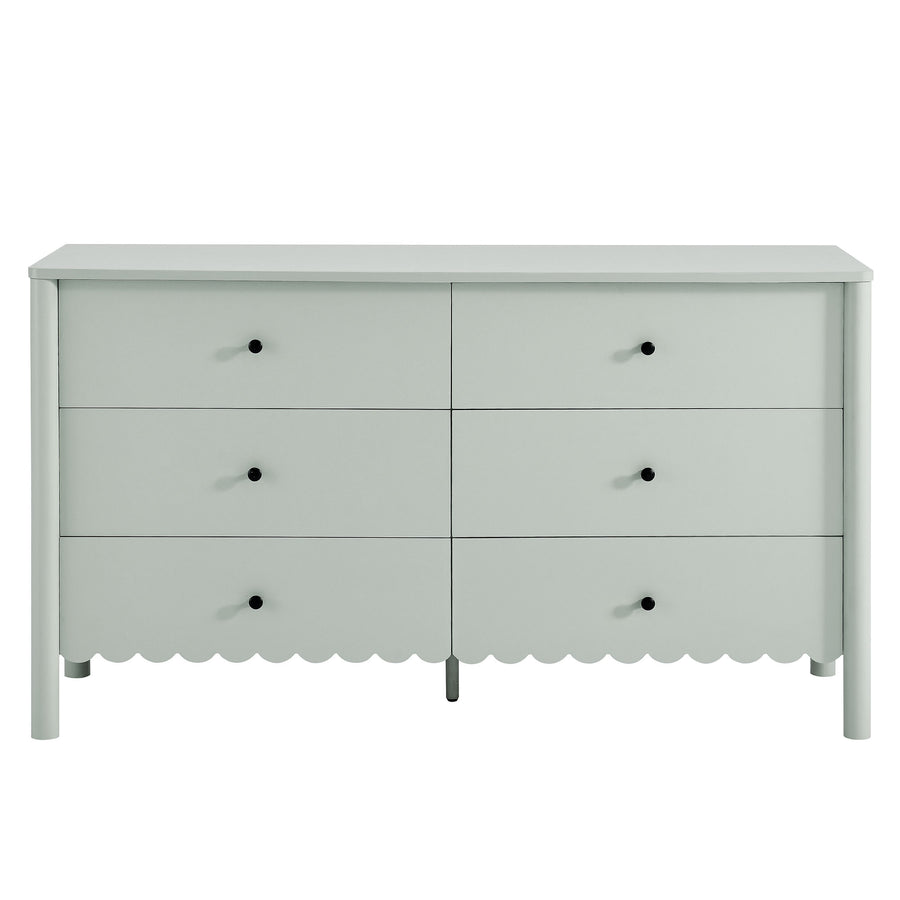 Solstice Scalloped 6-Drawer Dresser in Sage