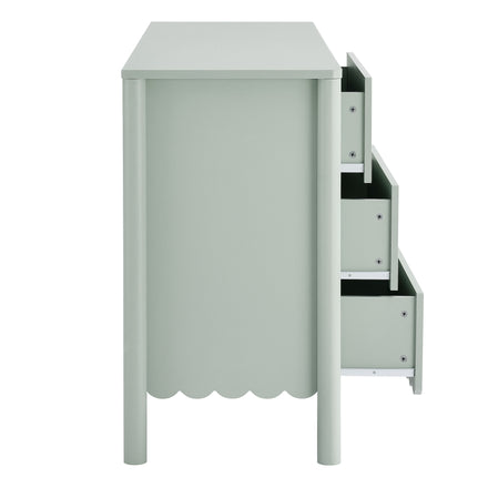 Emmeline Scalloped 6-Drawer Dresser in Sage