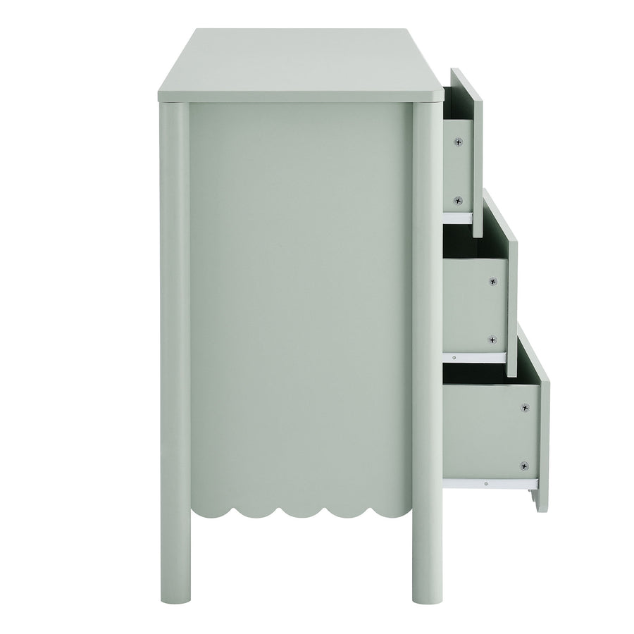 Solstice Scalloped 6-Drawer Dresser in Sage