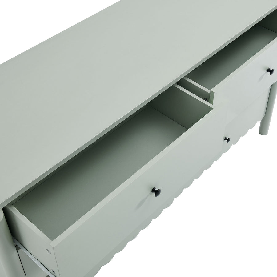 Solstice Scalloped 6-Drawer Dresser in Sage