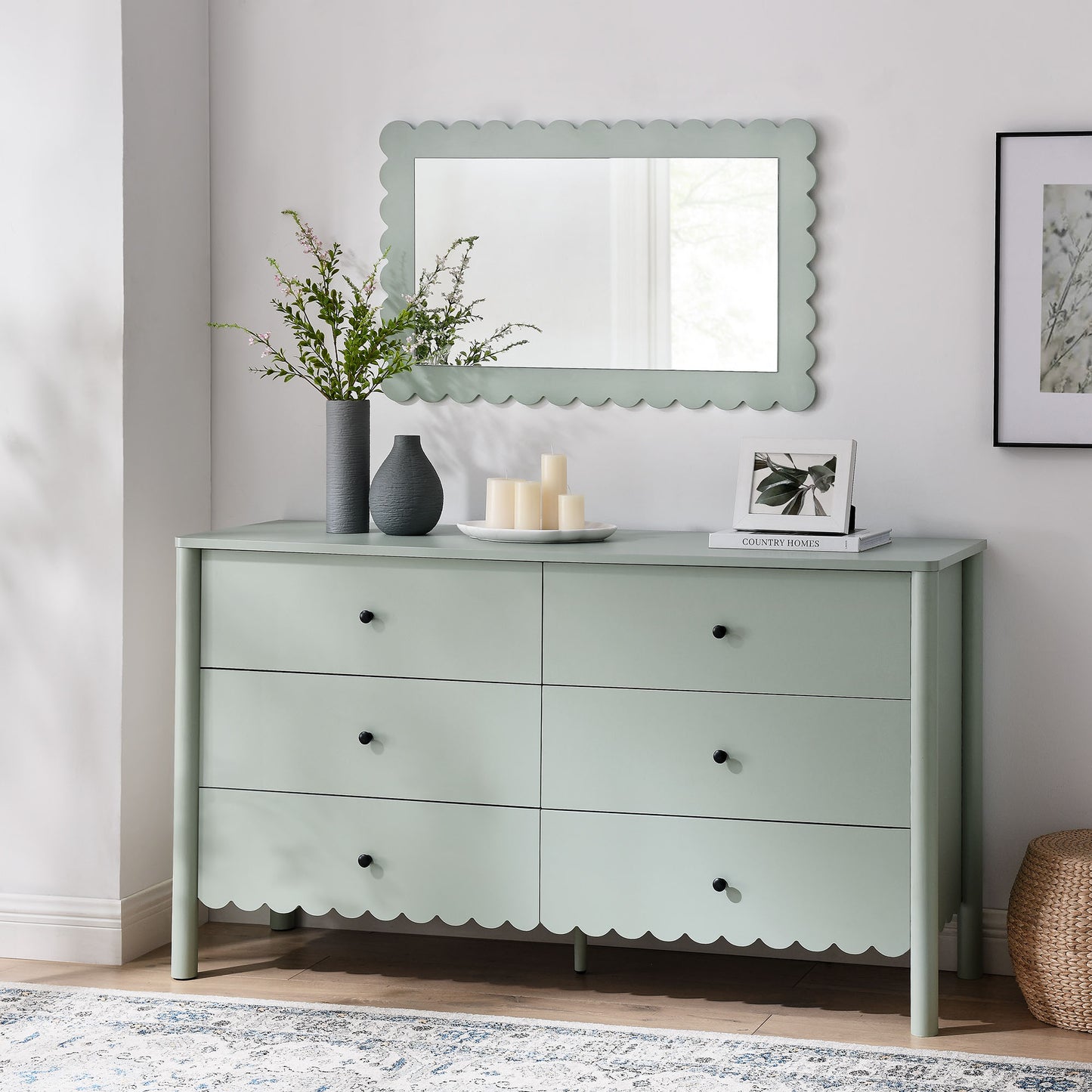 Emmeline Scalloped 6-Drawer Dresser by Furniture For America