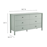 Solstice Scalloped 6-Drawer Dresser in Sage
