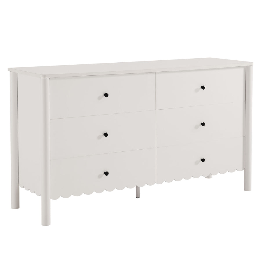 Solstice Scalloped 6-Drawer Dresser in White