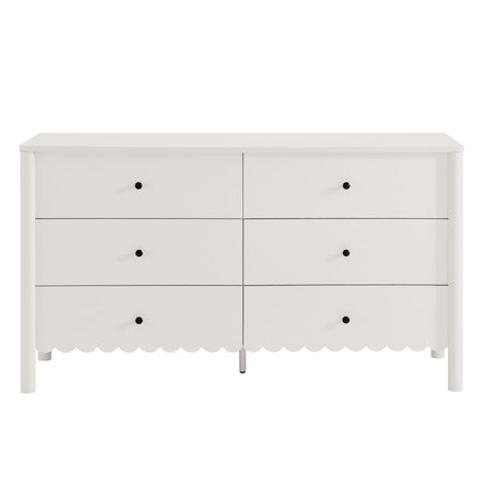 Emmeline Scalloped 6-Drawer Dresser in White