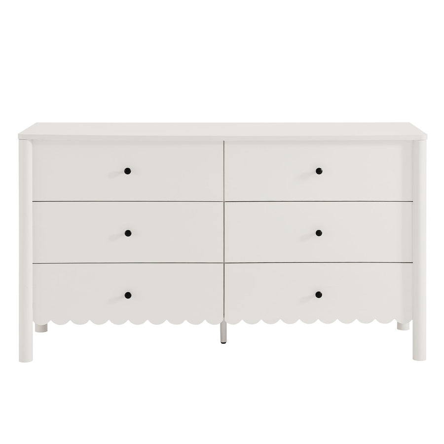 Solstice Scalloped 6-Drawer Dresser in White