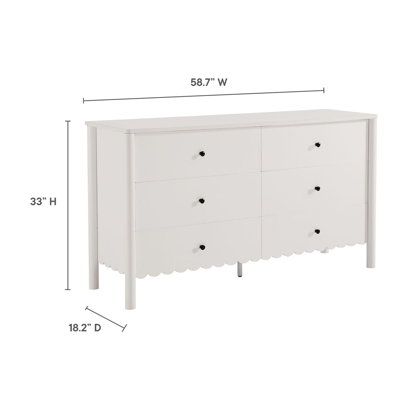 Emmeline Scalloped 6-Drawer Dresser by Furniture For America