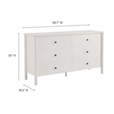 Solstice Scalloped 6-Drawer Dresser in White