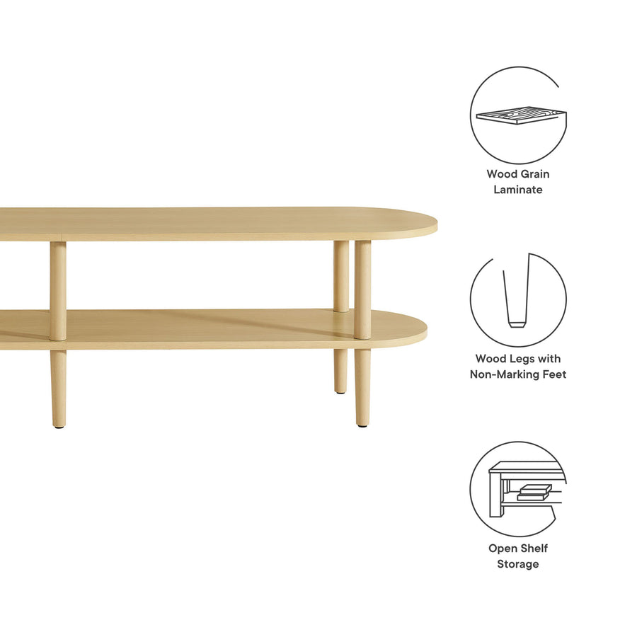 Touriga Oval Wood TV Stand in Light Oak