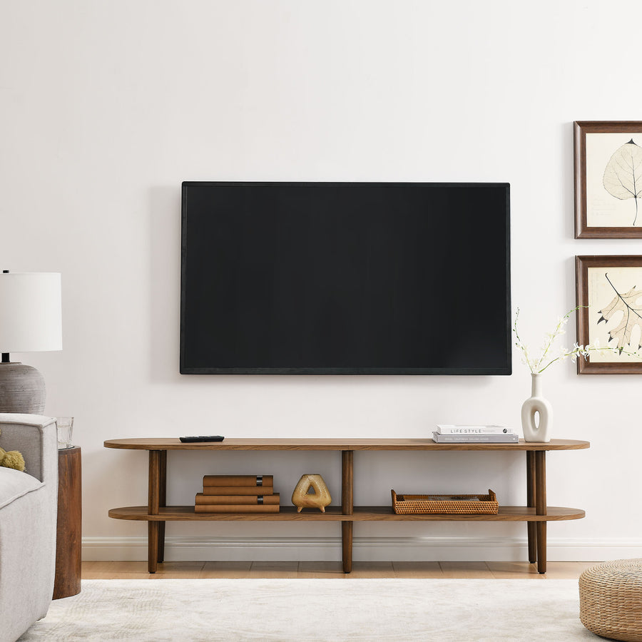 Touriga Oval Wood TV Stand in Walnut