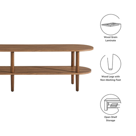 Torus Oval Wood TV Stand in Walnut