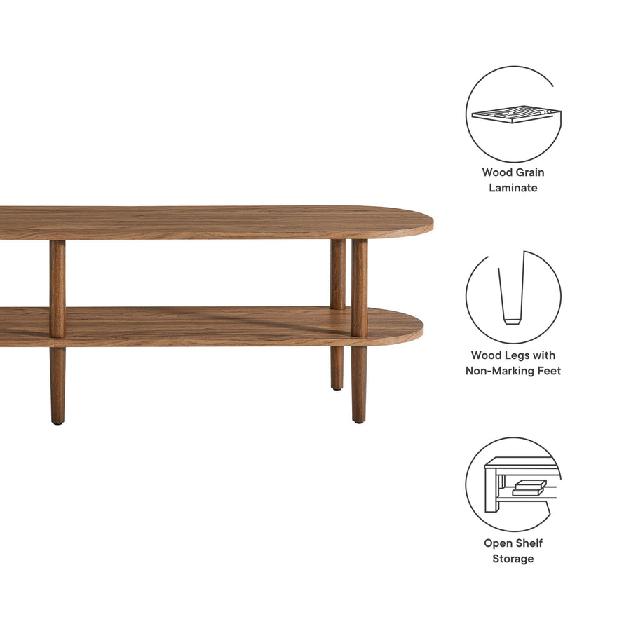 Touriga Oval Wood TV Stand in Walnut