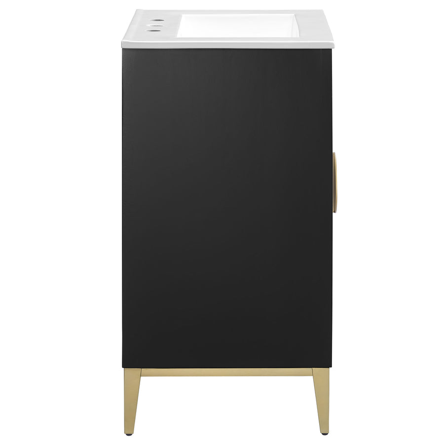 Cane 24" Wood Bathroom Vanity with Basin in White Black