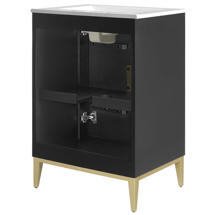Beau 24" Wood Bathroom Vanity with Basin in White Black