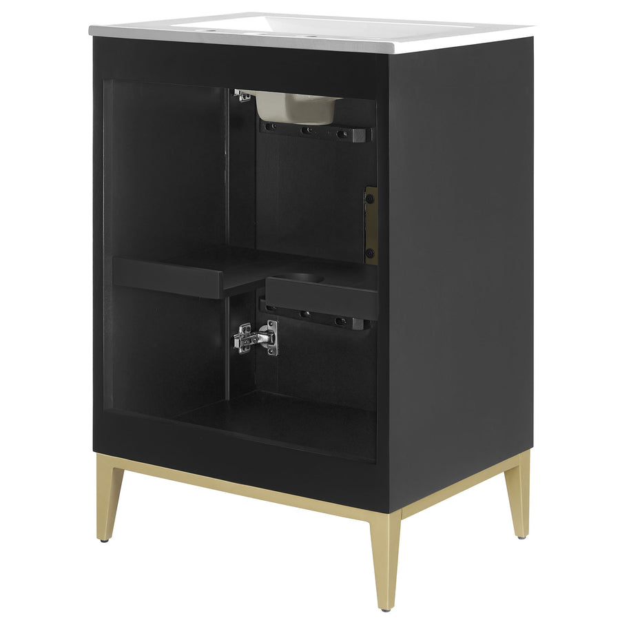 Cane 24" Wood Bathroom Vanity with Basin in White Black
