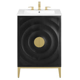 Cane 24" Wood Bathroom Vanity with Basin in White Black