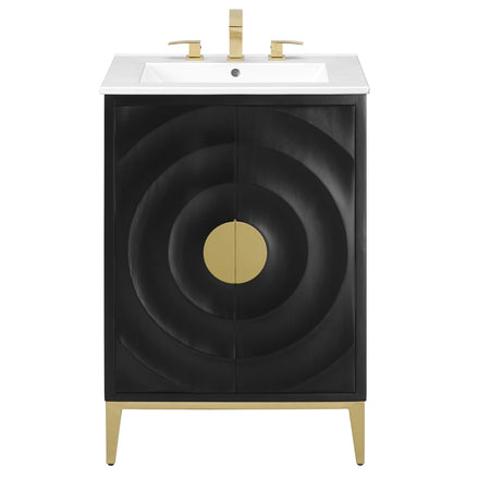 Beau 24" Wood Bathroom Vanity with Basin in White Black